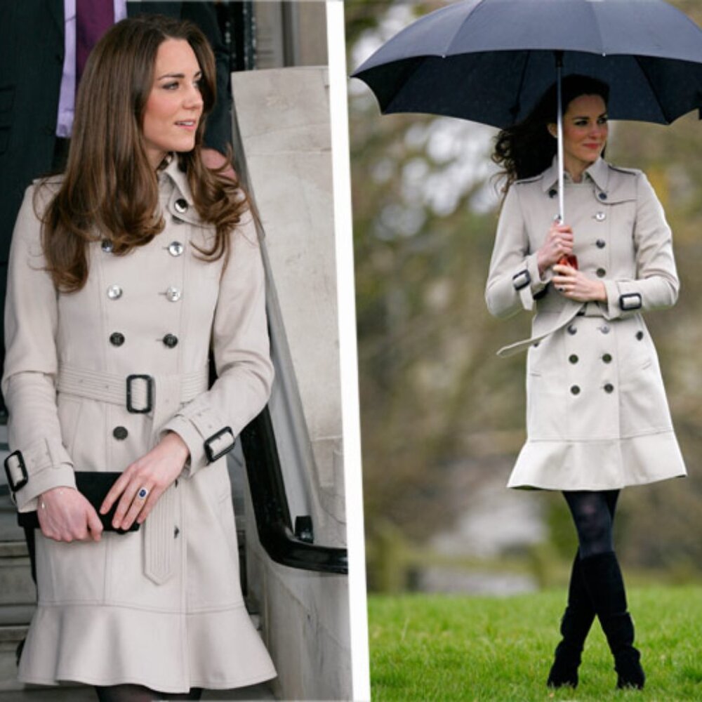 Burberry London Littleton Wool Trench Coat